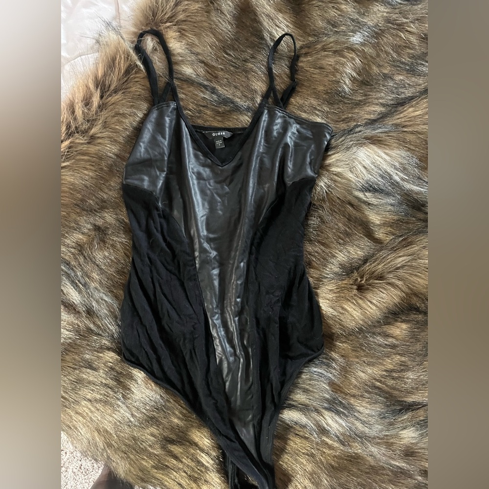 Guess | Black Leather Bodysuit